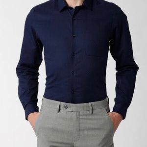 Dark Blue Cotton M Formal Shirt