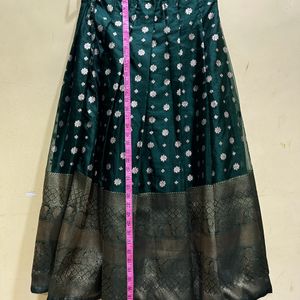 Organza Green Colour Half Saree