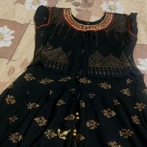 Black Beautiful Mirror Work Frock