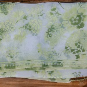 Fabric Green And White Print