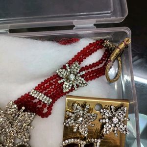 White Stone And Red Crystal  Set