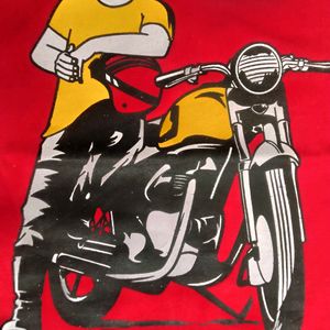 Brand New Cotton Bike Printed Red Mens Tshirts