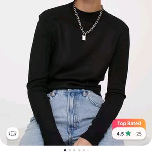 H&M Women Acrylic Black Open-Backed Top