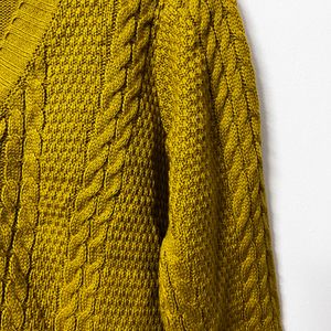 Mustard Colour Crop Cardigan