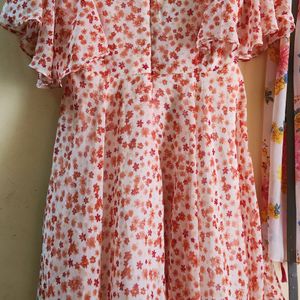 Stunning Orange Floral Dress By Pantaloons