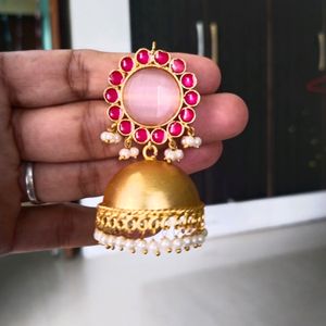 Brass Jhumka Maangtika Set