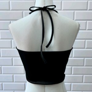 Tie Back Chain Halter Top (Black)