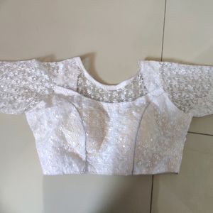 White Chikankari Padded Blouse