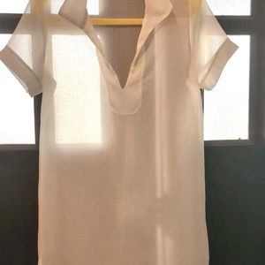 White Korean See-through Tunic