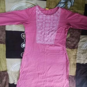 Morpankh Pink Cotton Kurta For Women