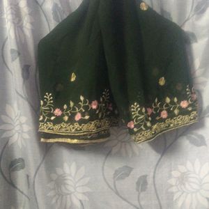 Green Frock With Multi Colour Design