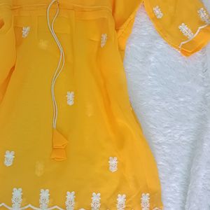 Mustard Chikankari Kurti