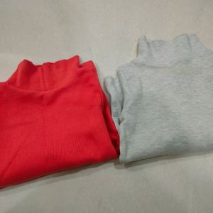 Ribbed High Neck Tshirt