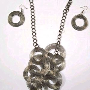 Oxidized Necklace with Earrings