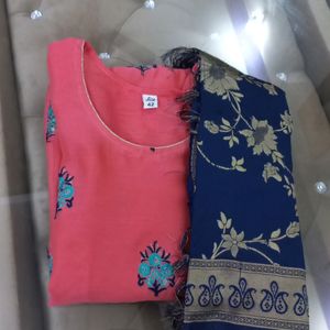 Dark Pink With Blue Dupataa Kurta