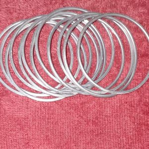 Silver and Grey Metal Bangles