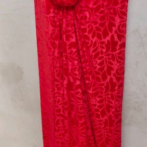 Velvet Shaneel Tomato Red Fabric