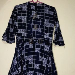 Navy Blue And White Frock