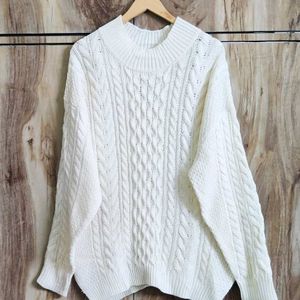 Cream Designer Baggi Sweater Size-46-48