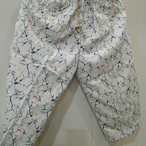 White Patterned Capri For Boys