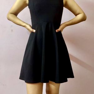 Back Bow Design Black Mini Dress