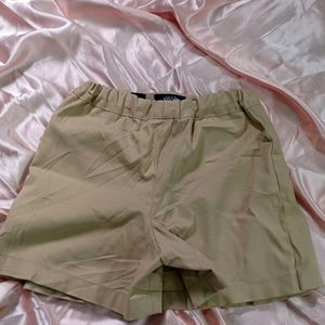 Box Pleat Beige Skort Mini