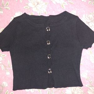 Black Slim Fit Crop Top