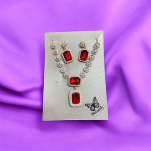 Crystal Stone Pendent Necklace and Earrings