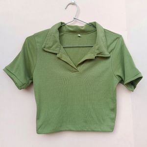 Sage green thick ribbed top (Size S)