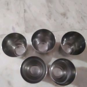 Five Stainless Steel Glasses