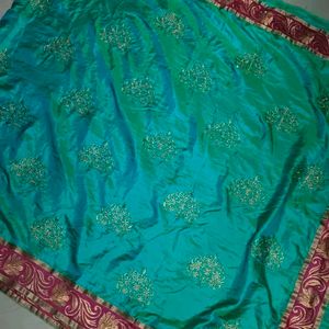 Beautiful Multi Shaded Satin Soft Saree