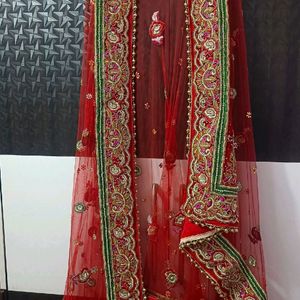 Beautiful Heavy Hand Work Hot Red Color Lehenga