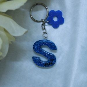 Blue With Glitter Keychain