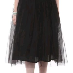 Solid Women A-line Netted Black Skirt