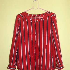 Red Stripped Full Sleeve Shirt