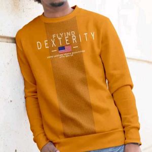 Men's Typograhic Print Pullovers Mustard Sweatshir