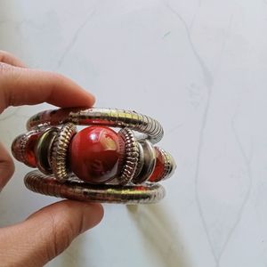 Ethnic Red Bangle Bracelet