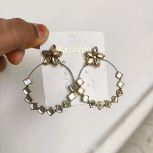 Kundan Hoop Stud Earrings