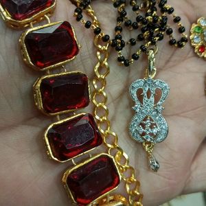 Mangalsutra And 2 Pairs Earrings, 1bracelet