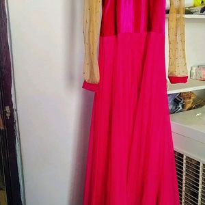 Floor Length Dark Pink Designer Gown