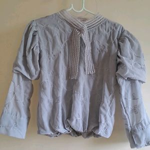 Silver Gray Party Wear Top Vintage Style