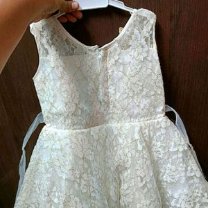 Pretty White Frock ( No Stain) Like New