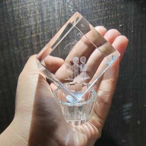 you will get two Cube of 3d Crystal with stand