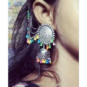 Traditional Multicolour Bahubali Earrings and Maan