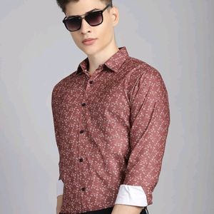 Printed Slim Fit Cotton Blend Formal Shirt