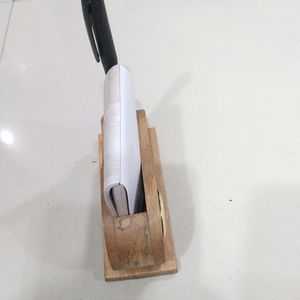 Wooden Pen Paper Stand With Watch