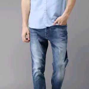 Here&Now Premium Linen Cotton Blue Shirt