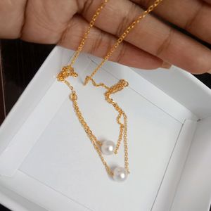 Double Layered Golden Pearl Chain