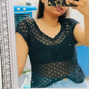 Trendy Black Crop Top (Unused)🌷SALE🌷