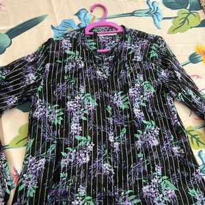 Black & Green Floral Print Shirt